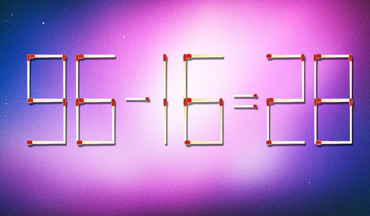 Tens de riscar 2 correspondências para que a igdade seja correta: um puzzle para génios